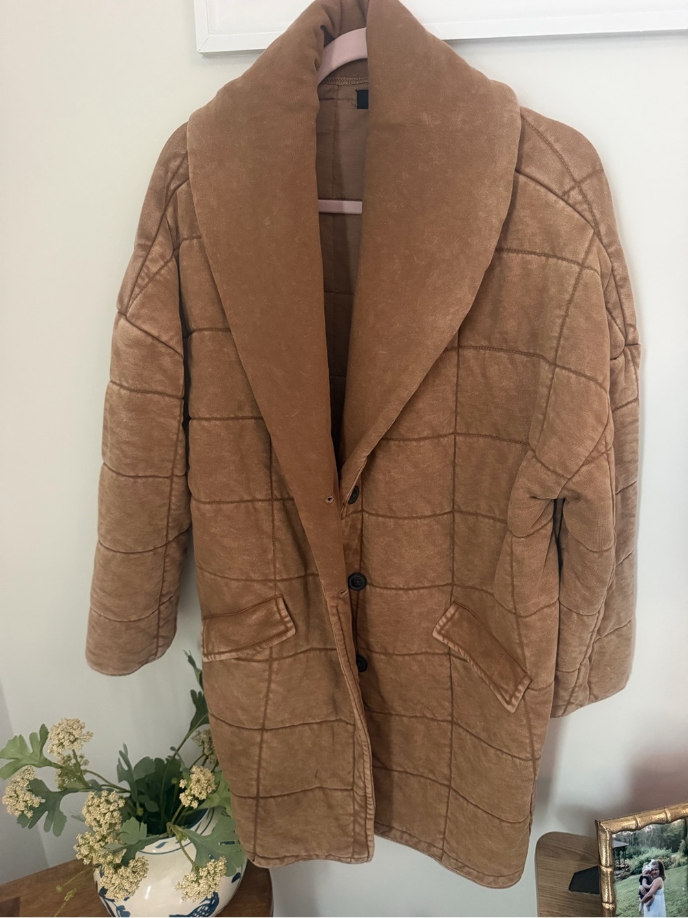 Forever 21 Quilted Shawl Collar Coat - Camel Brown